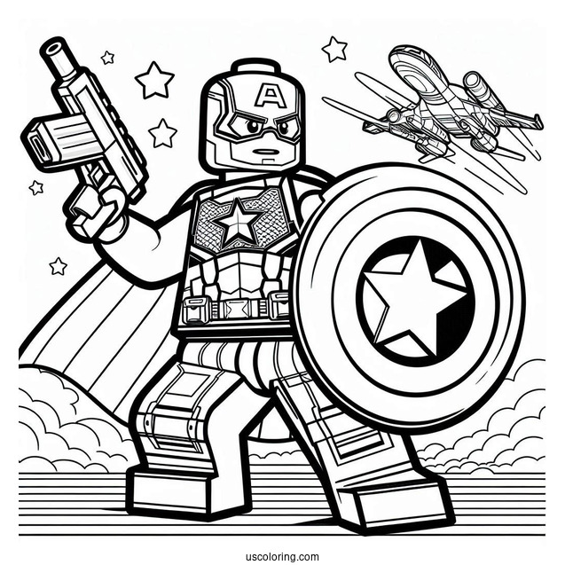 Lego Captain America Coloring Page