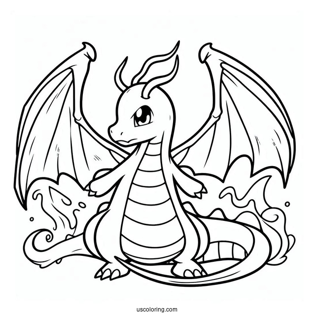 Coloring Page Of Dragonite Pokemon