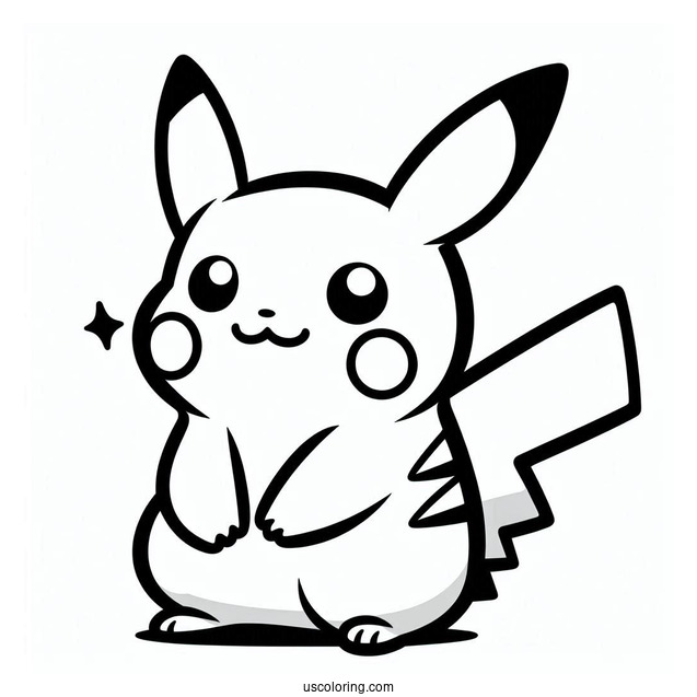 Simple Pikachu Outline For Kids Coloring In