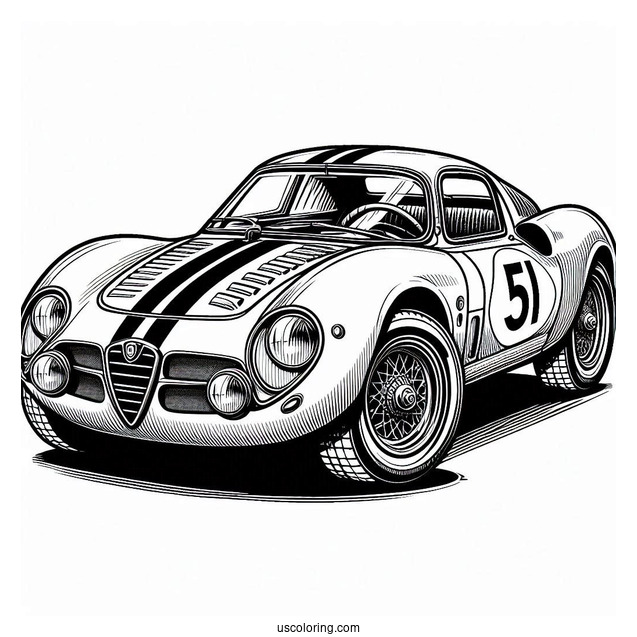 Alfa Romeo Race Car Coloring Sheet