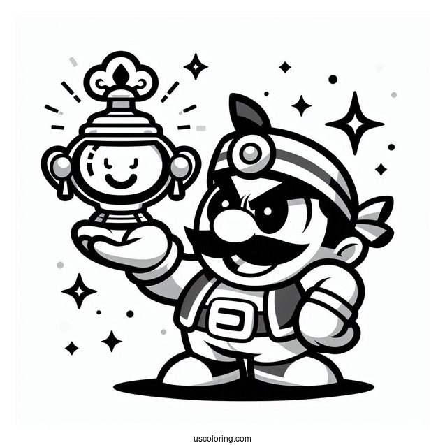 Brawl Stars Coloring Page Of Gene Holding Magical Lamp