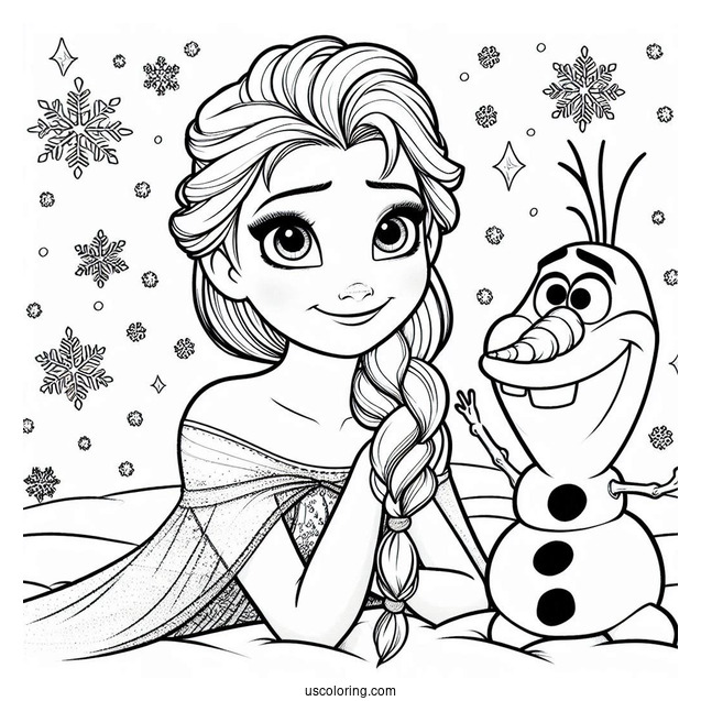 Young Elsa And Olaf In The Snow
