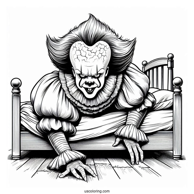 Pennywise Crawling Out A Bed Coloring Page