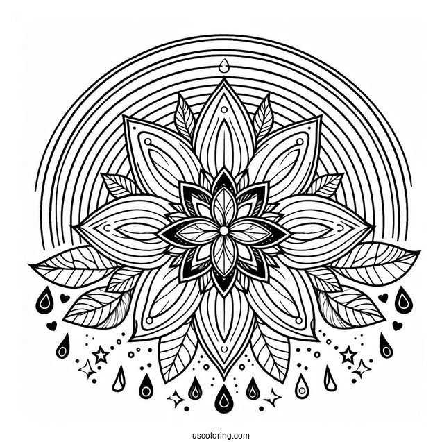 Rainbow Coloring Page Flower Mandala