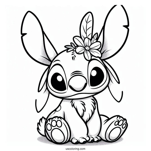 Easter Bunny Coloring Page Of Stitch Wearing Bunny Ears