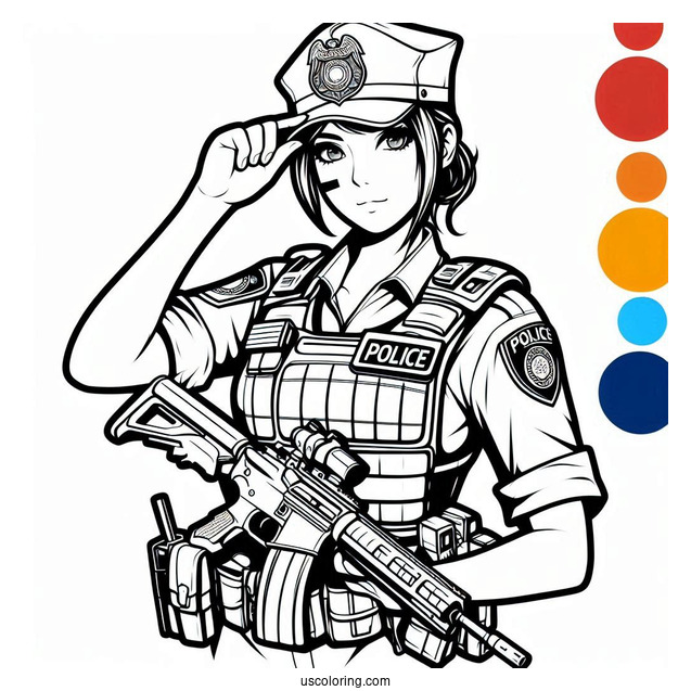 Police State Trooper To Color