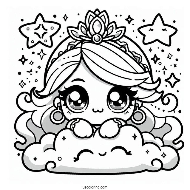 Shimmer And Shine Coloring Page Of Kawaii Shimmer On A Cloud