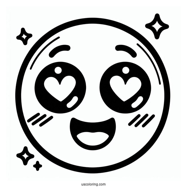 Smiling Face With Heart Eyes Emoji Coloring Page For Preschoolers