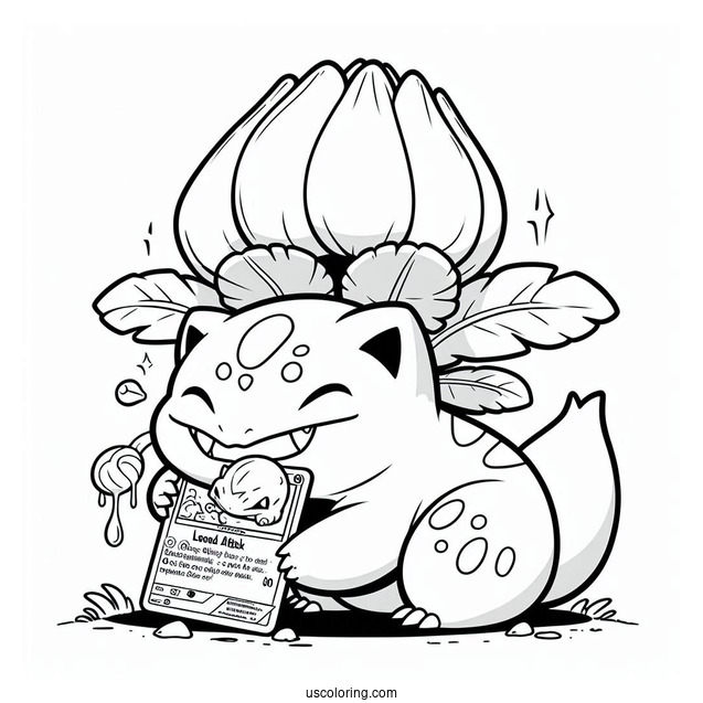 Bulbasaur Coloring Page Pokemon Card Leech Seed Attack