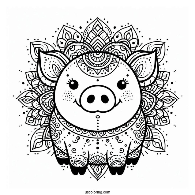 Mandala Pig Coloring Page