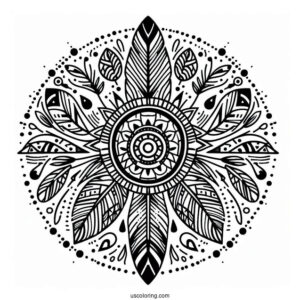 Native American Coloring Page Tribal Print