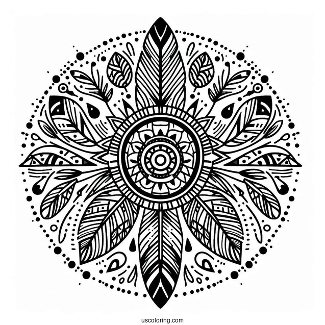 Native American Coloring Page Tribal Print