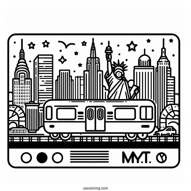 New York Coloring Page Of Metrocard Outline For Kids