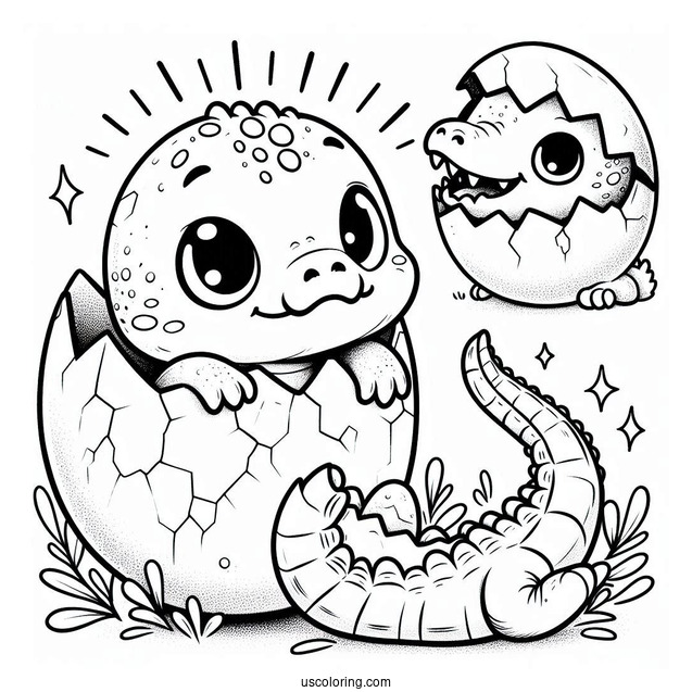 Coloring Page Of Baby Crocodile Hatching From Egg