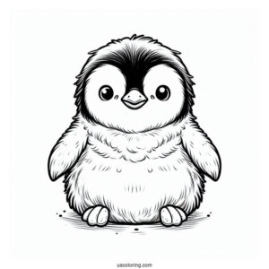 Fluffy Baby Emperor Penguin To Color In