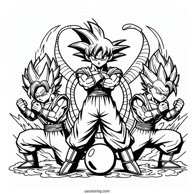 Dragon Ball Z Dragon Team Coloring Page
