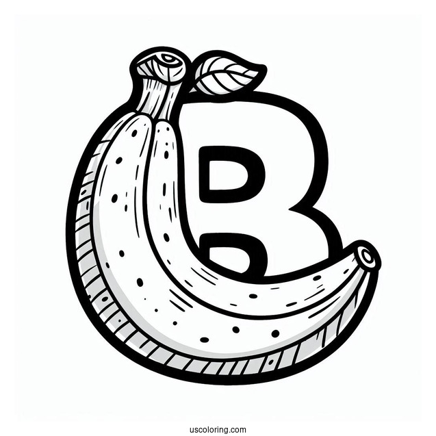B For Banana Coloring Page For Preschoolers