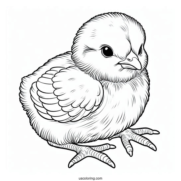 Realistic Baby Chicken Coloring Sheet