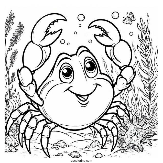 Sebastian The Crab Coloring Page From Little Mermaid For Kids