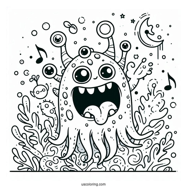 My Singing Monsters Coloring Page Of Outline Of Whail From My Singing Monsters For Kids