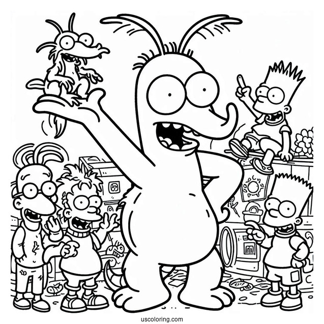 The Itchy And Scratchy Show Coloring Sheet