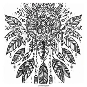Native American Coloring Page Pattern On Fabric