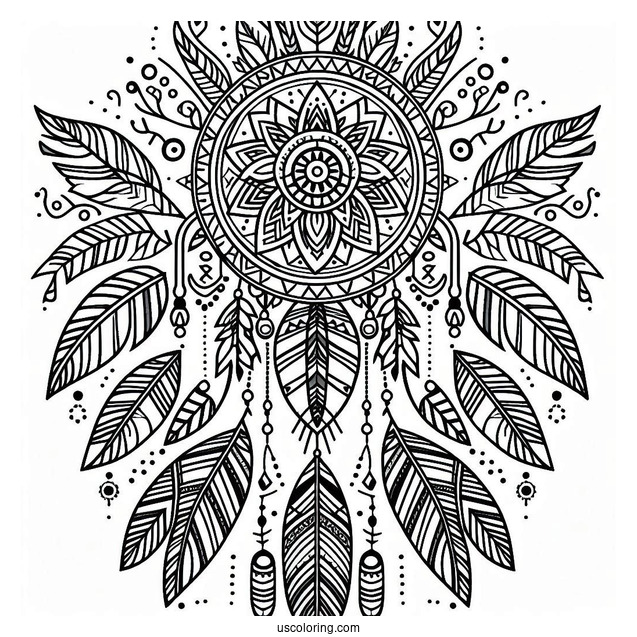 Native American Coloring Page Pattern On Fabric
