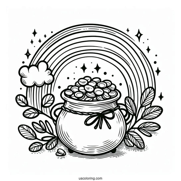 Simple Pot Of Gold At End Of The Rainbow For Kids