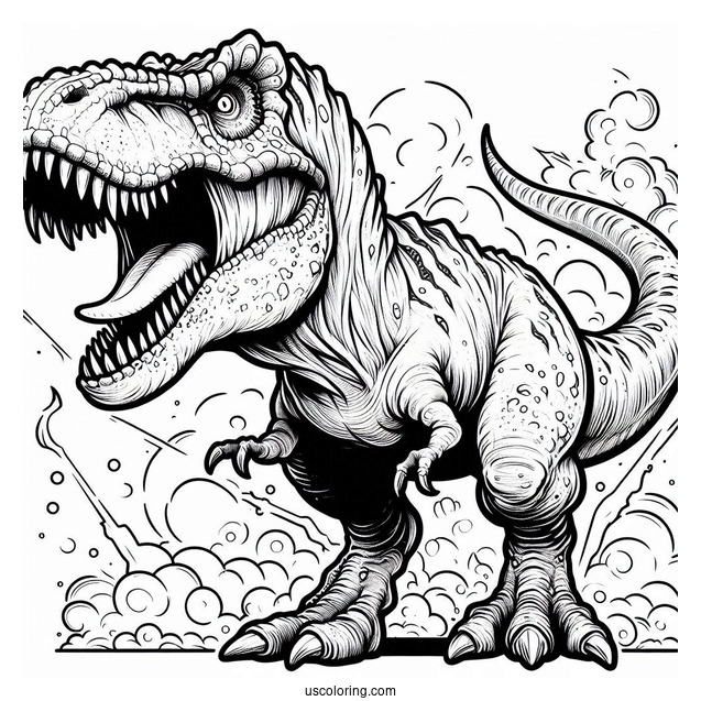 Angry Carnotaurus Roaring Coloring Page