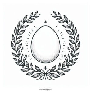 Ethereal Easter Coloring Page Of Egg With Laurel Wreath