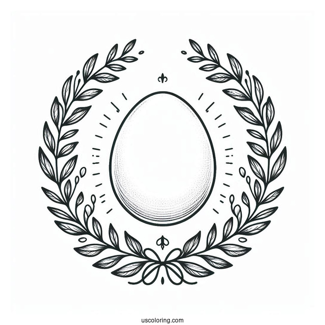 Ethereal Easter Coloring Page Of Egg With Laurel Wreath