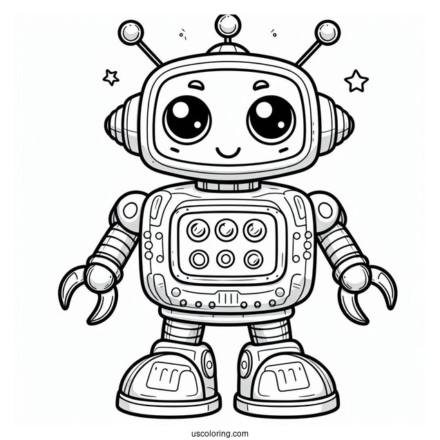 Cute Toy Robot Coloring Page For Preschoolers