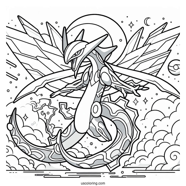 Mega Rayquaza Coloring Page In The Air