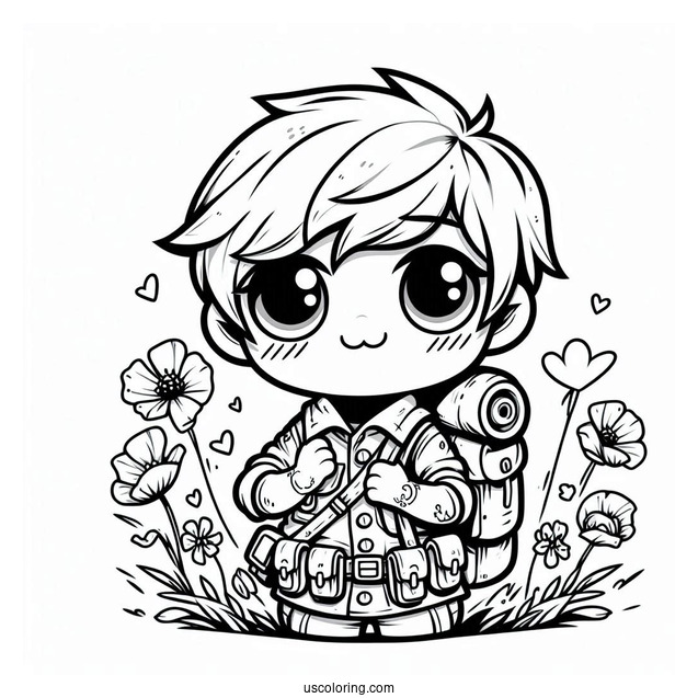 Poppy Playtime Coloring Page Of Player Wearing Grabpack