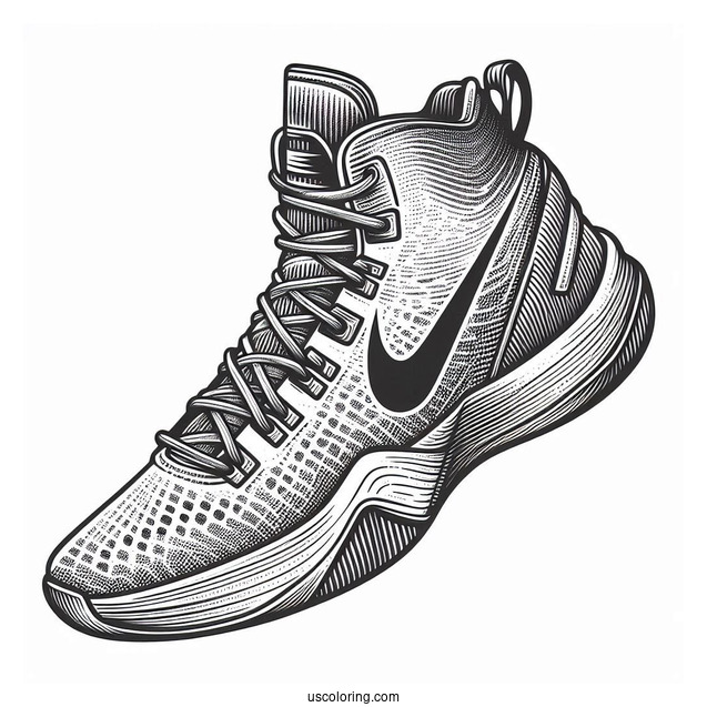 Vintage Nike Coloring Page Of Shoe Artwork
