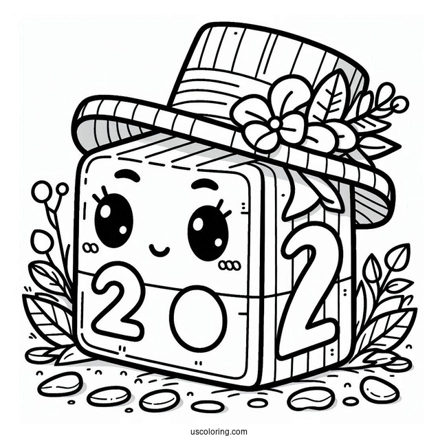 Numberblocks Coloring Page 20 With Hat And Bowtie