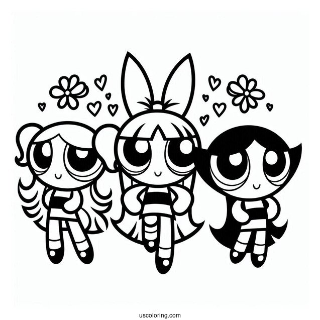 Powerpuff Girls Coloring Page With Logo