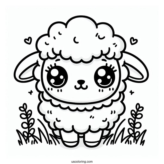Kawaii Baby Sheep Coloring For Preschoolers