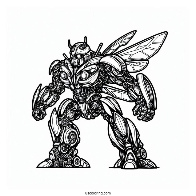 Intricate Autobot Bumblebee Coloring Page Transformation