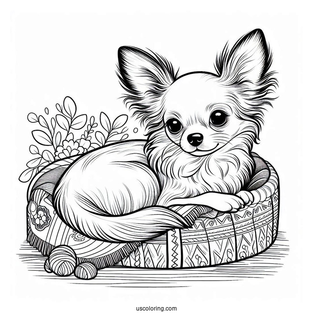 Chihuahua Coloring Page Resting Indoors