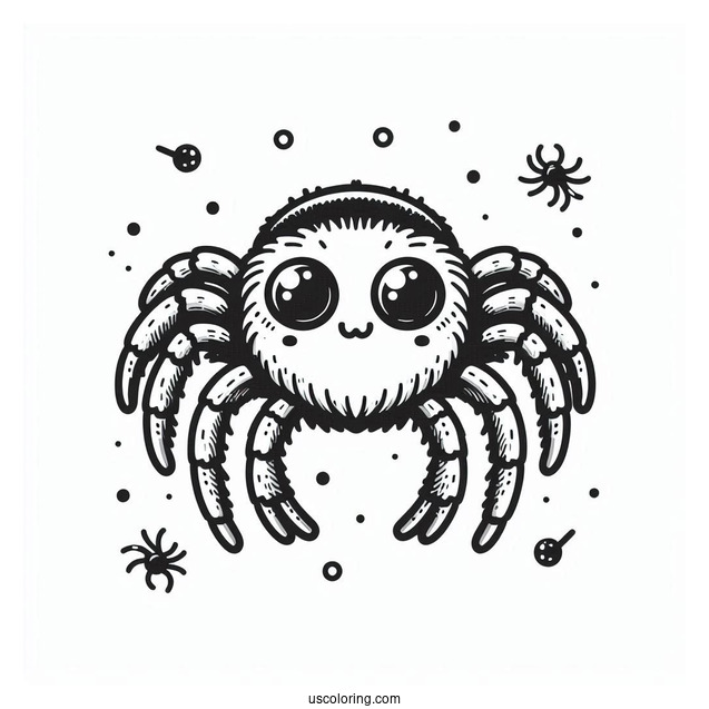 Cute Jumping Spider Coloring Page