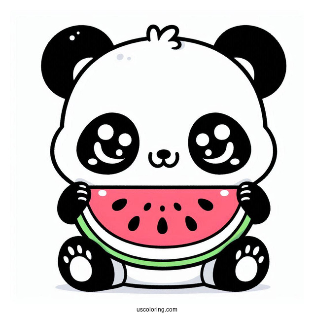 Kawaii Themed Panda With Watermelon