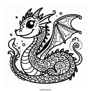 Easy To Color Dragon For Toddlers