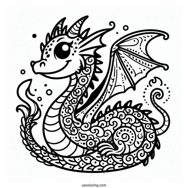 Easy To Color Dragon For Toddlers