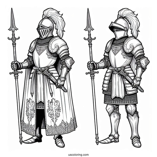 Medieval Knight Coloring Page For Kids