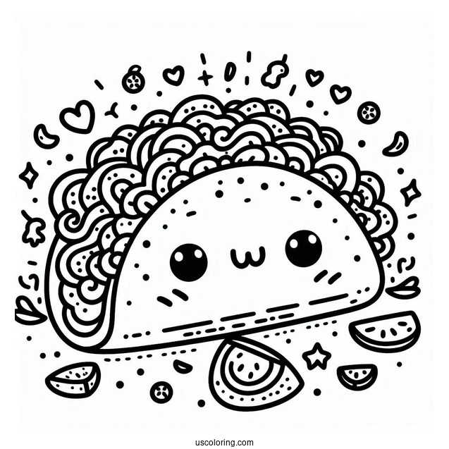Cute Taco Coloring Page Tuesday For Preschoolers