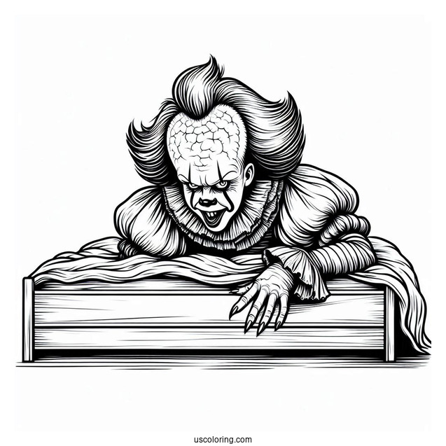 Pennywise Crawling Out A Bed Coloring Page