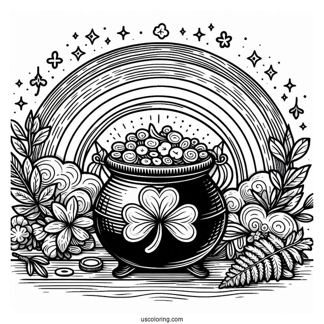 End Of The Rainbow Pot Of Gold To Color