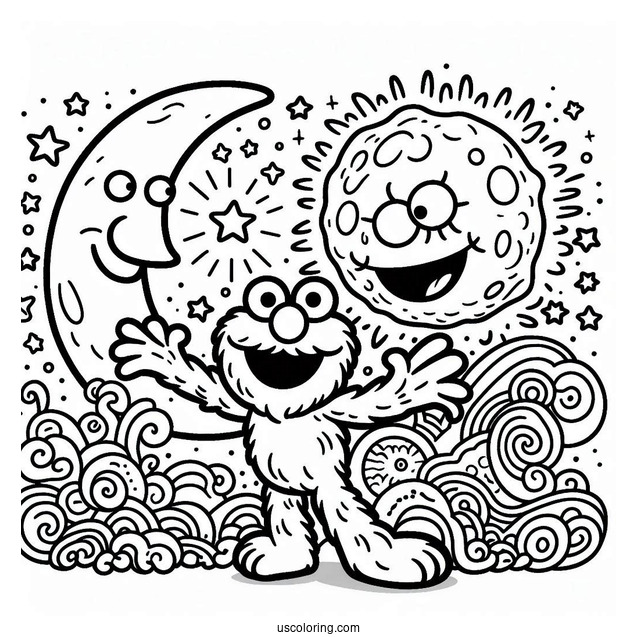 Simple Elmo Coloring In For Preschoolers