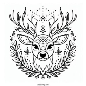 Simple Outline Of Reindeer Head